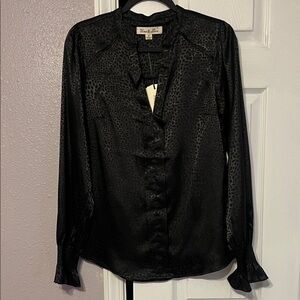 Vine & Love Black Leopard Print Blouse
